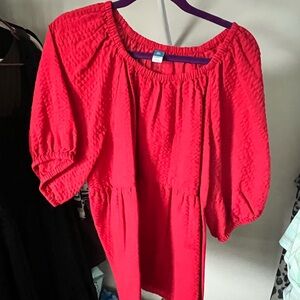 Old Navy Bright Red Textured Blouse